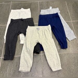 5 pairs baby/toddler unisex pants, 18m, Carter’s & Okie Dokie, gray & blue